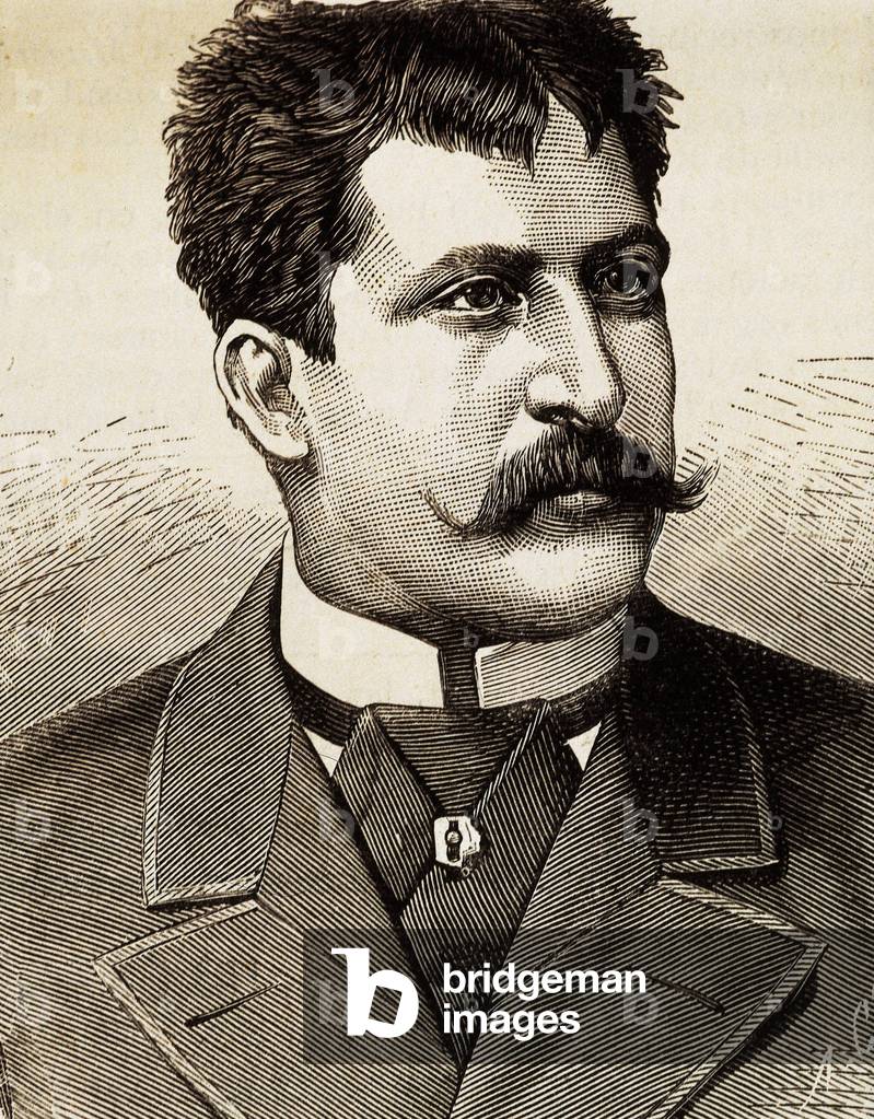 Portrait of Italian lyrical singer Mattia Battistini (1857-1928). Engraving of the 19th century.