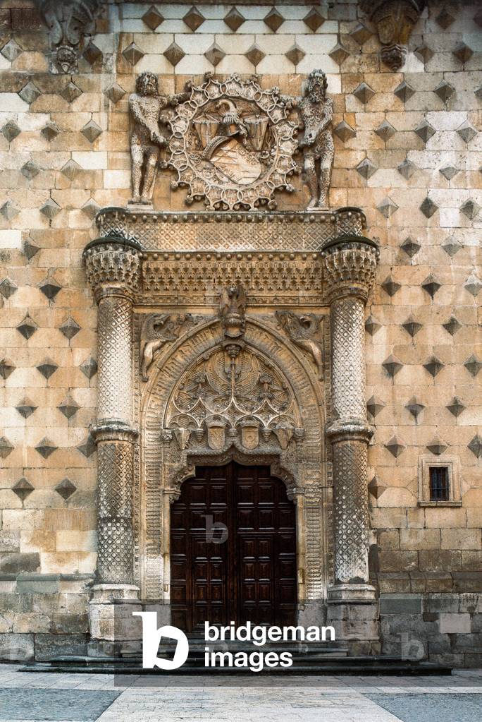 View of a door of the Palace of the Dukes of the Infantado, Guadalajara, Spain, built by Juan Guas (1430-1496), 1480 (photo)