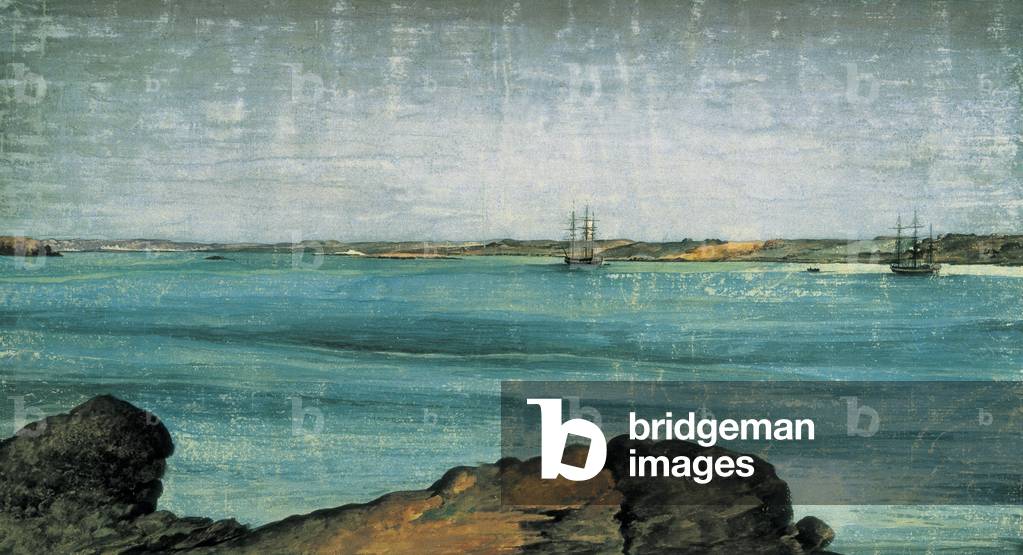 Puerto Deseado, detail. City and fishing port of Patagonia, in the province of Santa Cruz in Argentina. Drawing Fernando BRAMBILA (1763-1832) Madrid. Naval museum.