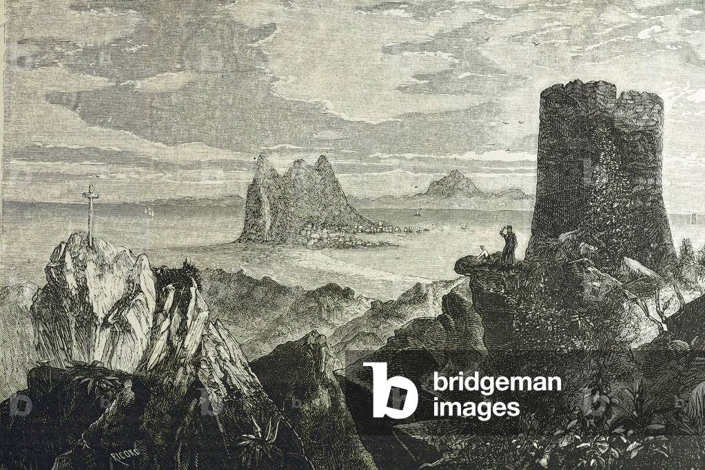 GIBRALTAR (C19th). View taken from the Sierra Carbonera (engraving)