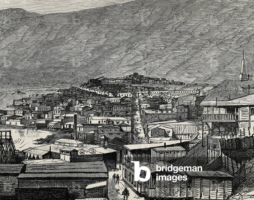 Chile, city of Pisagua (1891). engraving