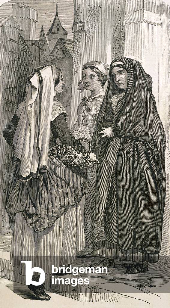 FRANCE (C19th). Women by Pau. Engraving. Private Collection ©Lorio/Iberfoto/Leemage