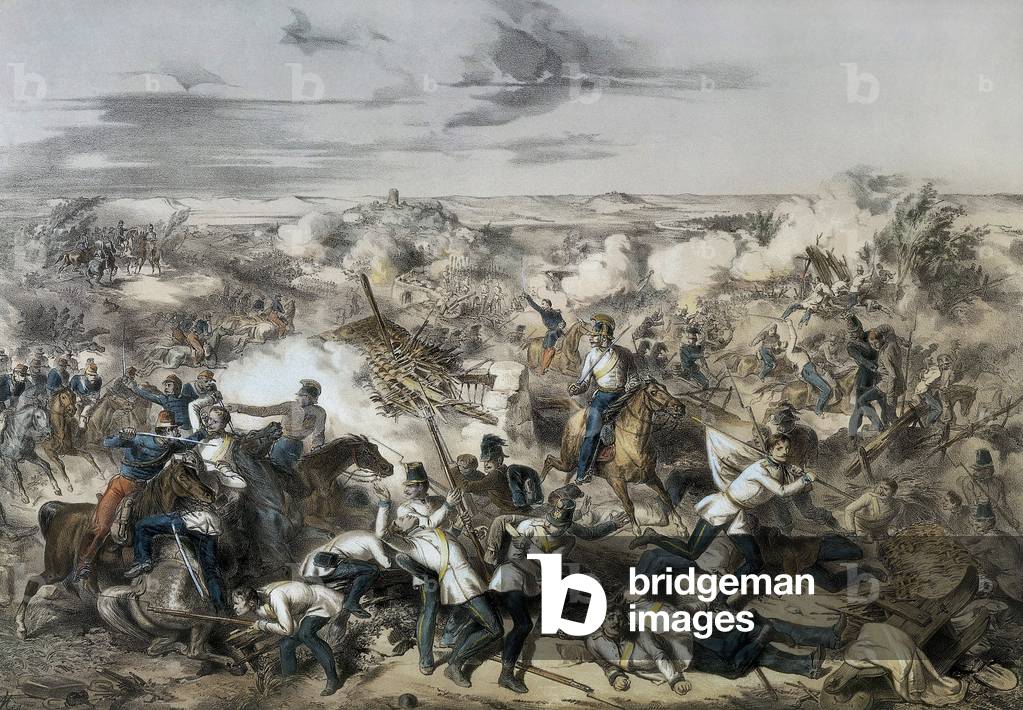Second War of Independence, Episode of Battle of Solferino, 24 June 1849, 19th century (lithograph)