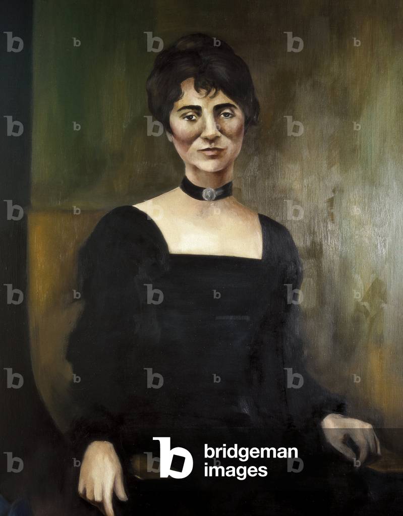 Portrait of Rosalia de Castro (1837-1885), writer and poet of Galicia. Painting by Sofia GANDARIAS (1954), 1982-1986. Oil on canvas.