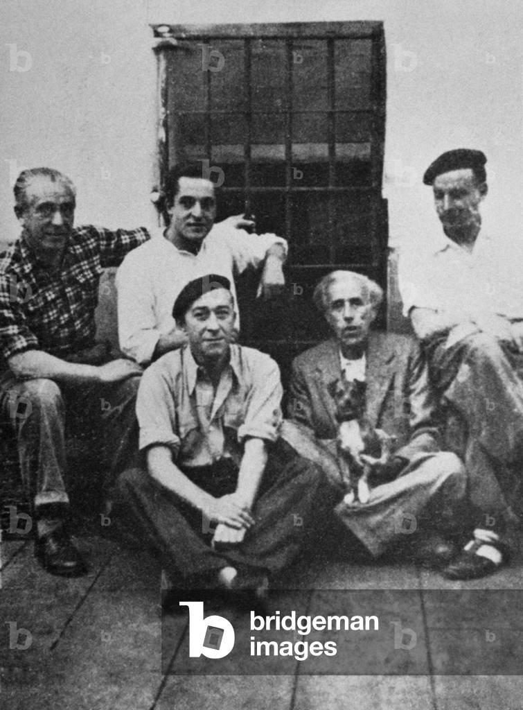 Portrait of Julian Besteiro with other prisoner in Carmona prison, 1939-1940 (b/w photo)
