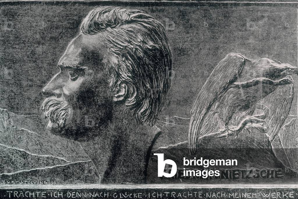 Profile of the German philosopher Friedrich Nietzsche (1844-1900) (engraving)