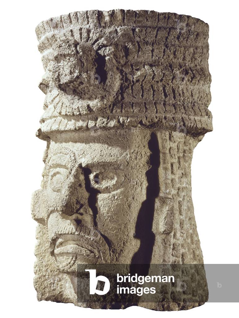 Male head, from Kabah, Yucatan, Late Classic Period (stone)