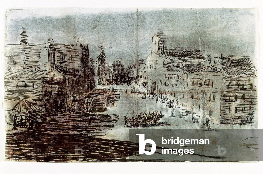 A street in Madrid (pen and watercolour on paper)