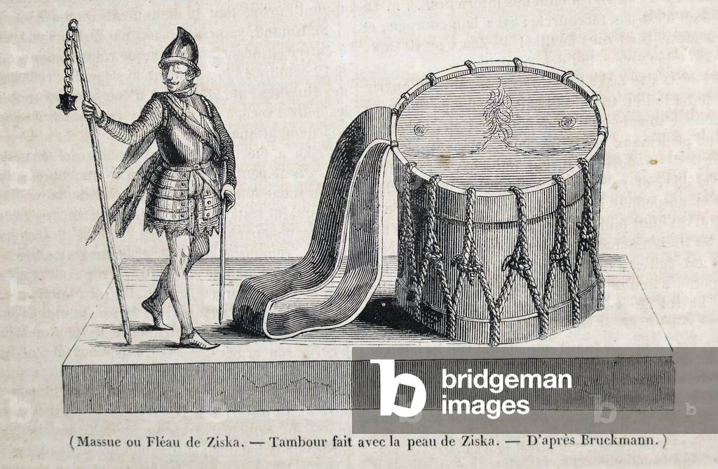 Jan Zizka. Czech general and Hussite leader, follower of Jan Hus. Le Magasin Pittoresque, 1843 (engraving)