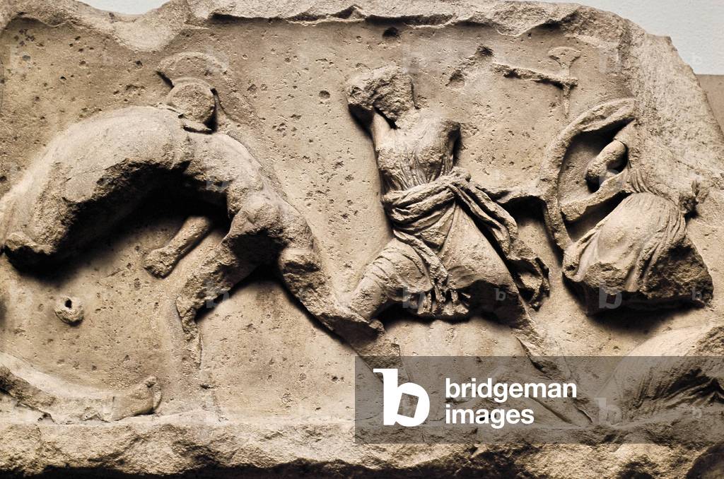 Relief Representing a scene of struggle between Amazons and Greek warriors. 4th century BC (relief)
