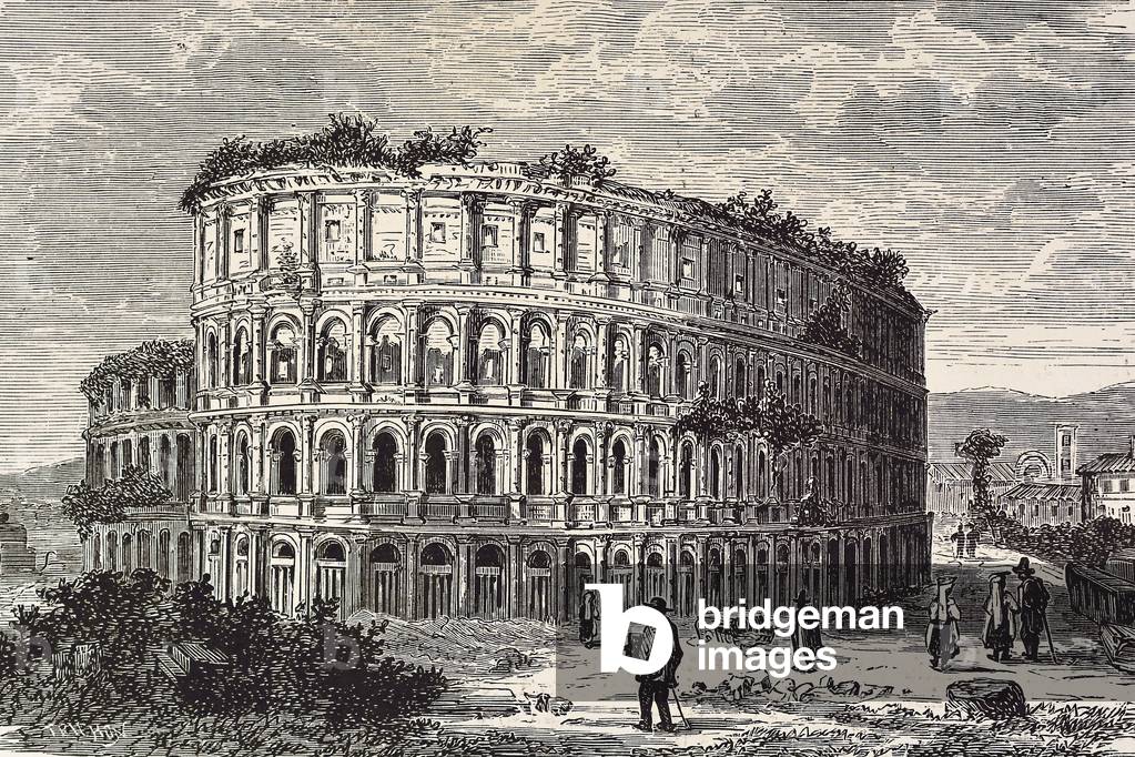 ITALY (19th century). The Coliseum of Rome. Illustration of 1880. Engraving. Private Collection ©Lorio/Iberfoto/Leemage