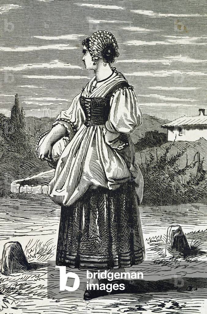 Italy (c19th). Lombardy villager. Illustration of 1880. Engraving. Private Collection ©Lorio/Iberfoto/Leemage