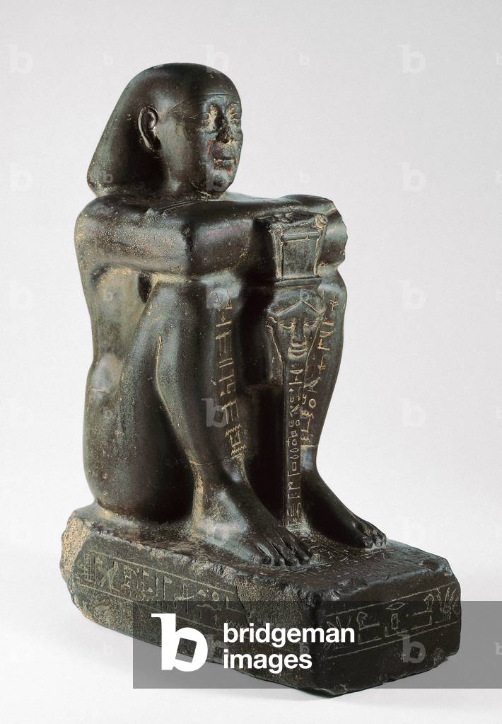 Sistophorus block statue of Harsomtusemhat, Late Period (basalt)