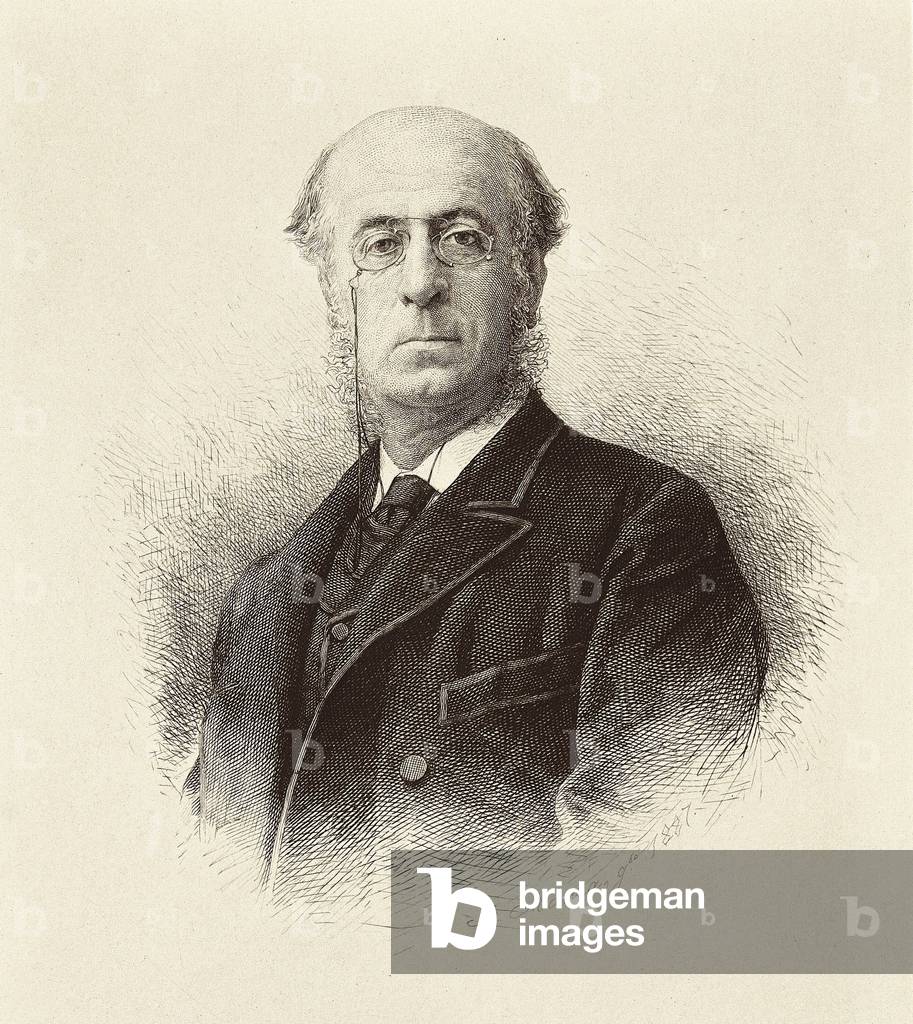 Portrait of Manuel SILVELA Y LA VIELLEUZE (1830-1892), Spanish politician. Madrid. National Library Engraving.