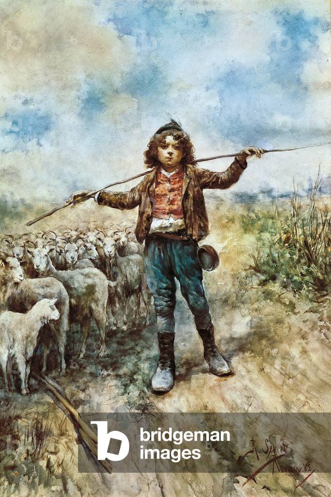 Shepherd portrait. Watercolor by Rafael Senet y Perez (1856-1926). 1882 Seville. Museum of Fine Arts. ©AISA/Leemage
