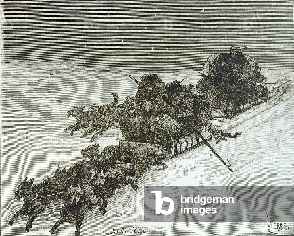 RUSSIA (C19th). Siberia. Sleds running. Engraving. Private Collection ©Lorio/Iberfoto/Leemage