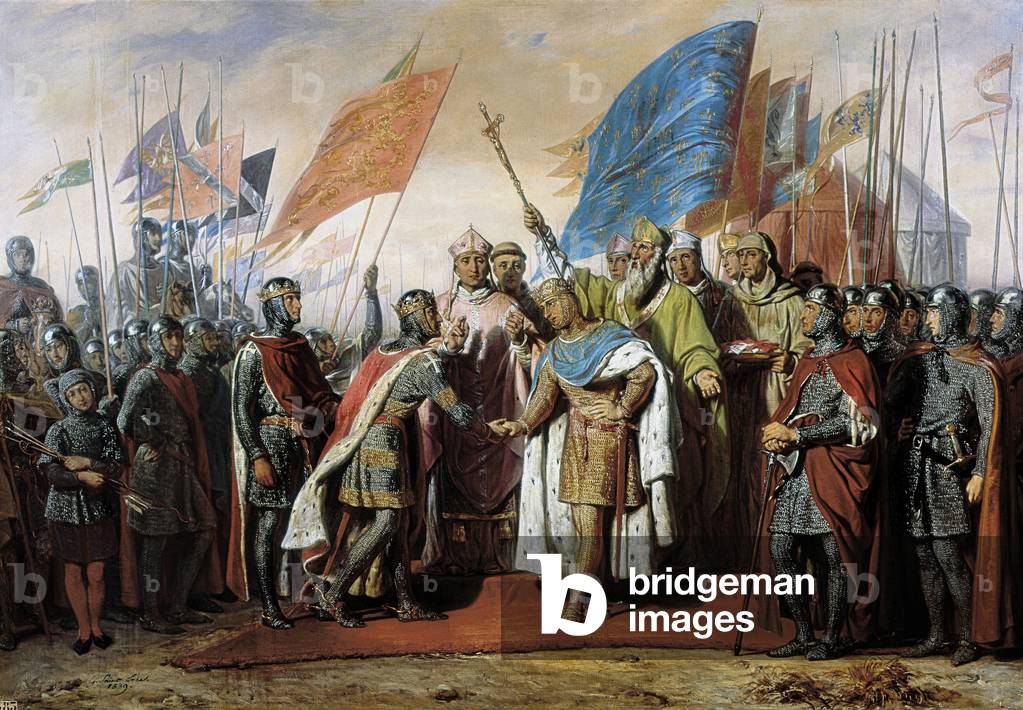 Meeting between Philip II King of France and Henry II King of England at Gisors, 21 January 1188, 1839 (oil on canvas)