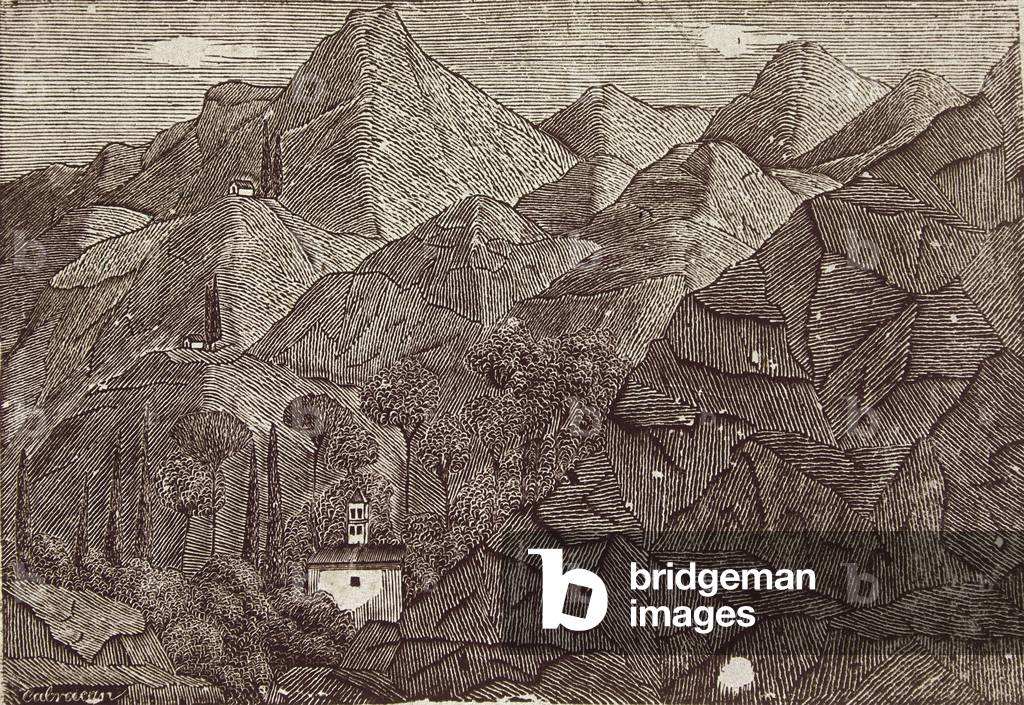 Batuecas valley in the Sierra de Francia, Salamanca (engraving)