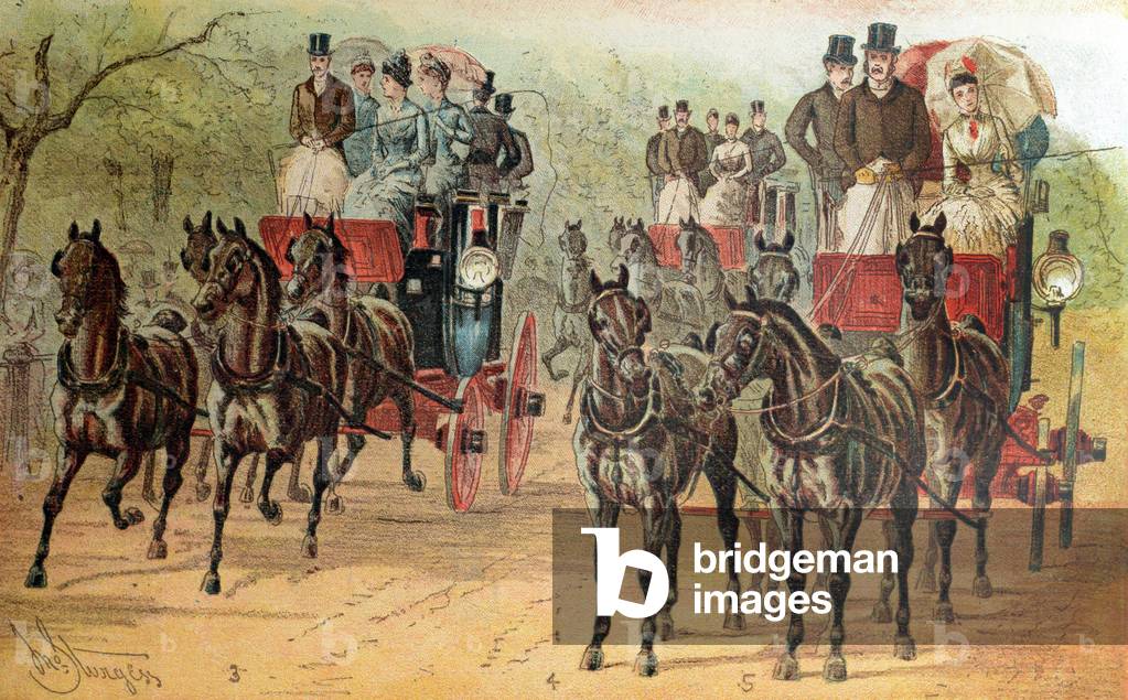 ENGLAND (s. XIX). London. Carriage during the The Four Horse Club May parade, 1887