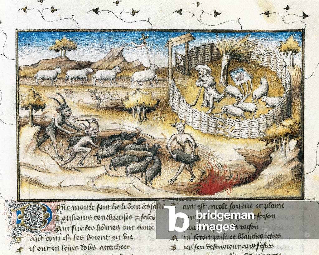 Parable of the good shepherd, from the manuscript 'Le roman de la rose', 14th century (miniature)