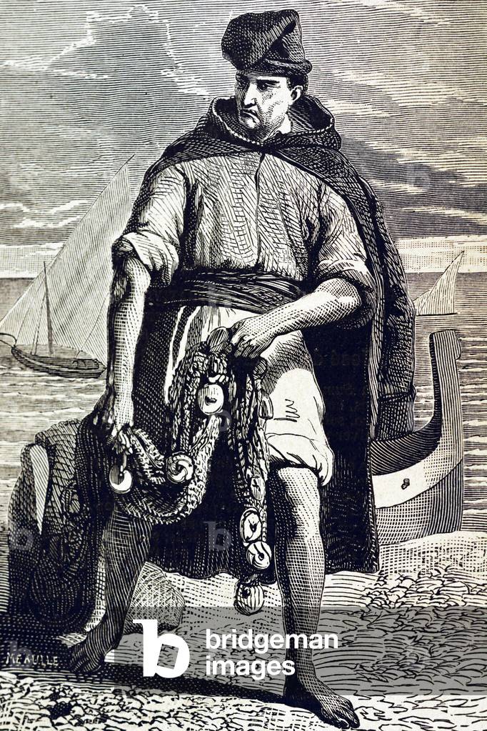 Italy (c19th). Fisherman Genoa. Illustration of 1880 (engraving)