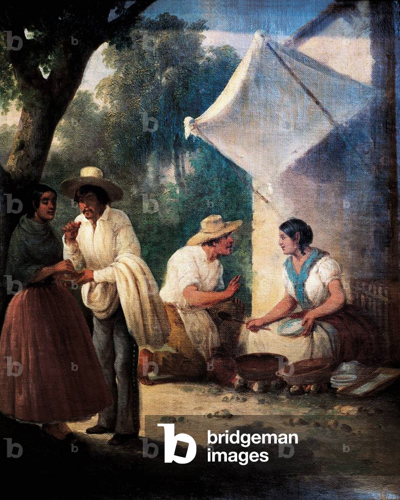 The grocer. Painting by Manuel Serrano (19th century). Chapultepec Castle, Distrito Federal. Mexico City.