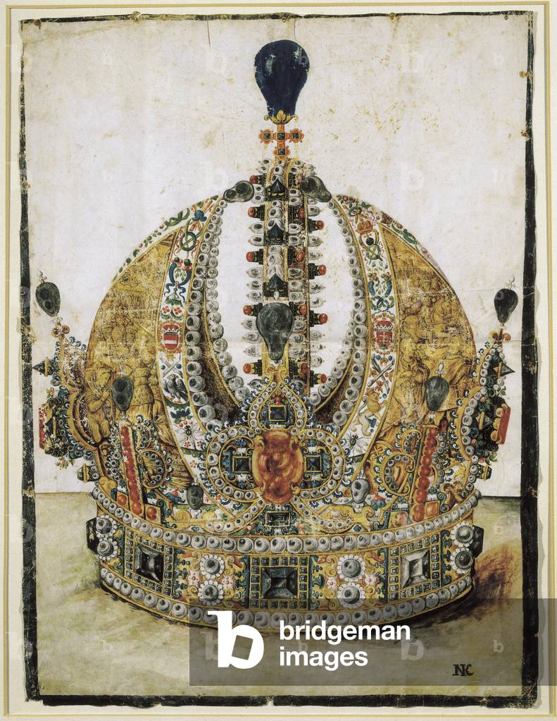 Imperial crown of Rudolf II of Baden Baden, illustration, 17th century