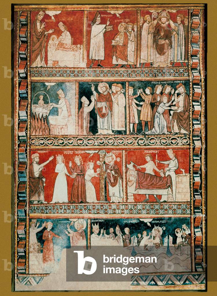 Life and legend of Saint Nicholas, from the north wall of the Church of St. Fructuoso, late c13th (fresco)