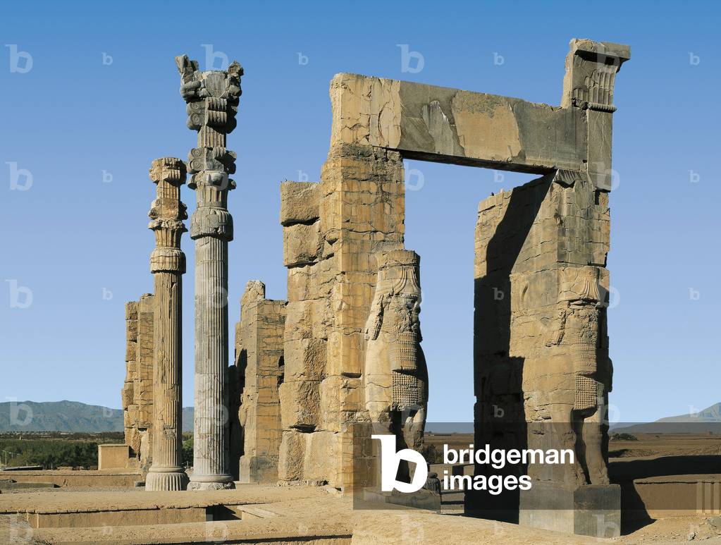 View of the Gate of Nations, realised under the regne of Xerxes I (485-465 BC), the son of Darius I. Empire rouenid, Persepolis, Iran