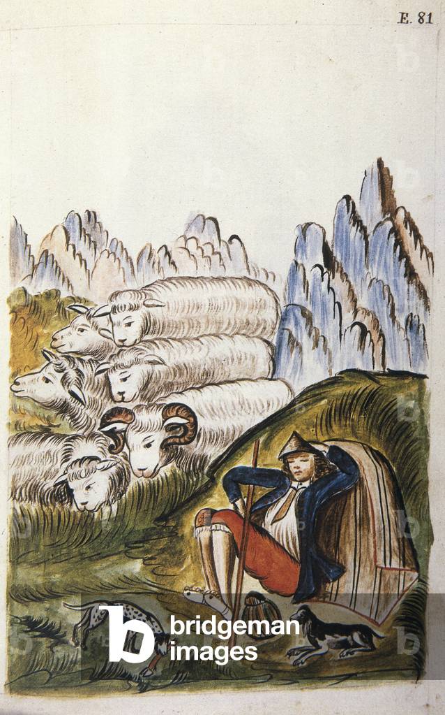 The shepherd and his flock of sheep, from the book 