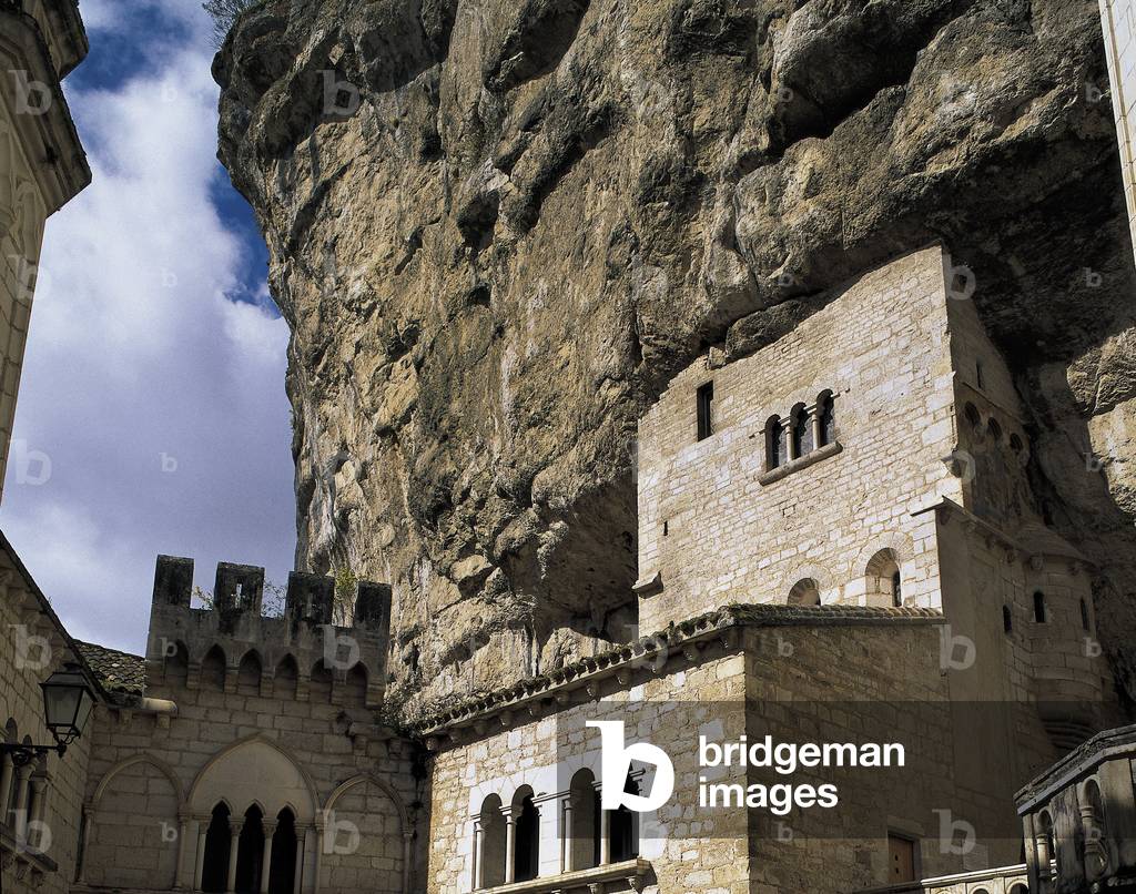 View of the town of Rocamadour, Lot, France.