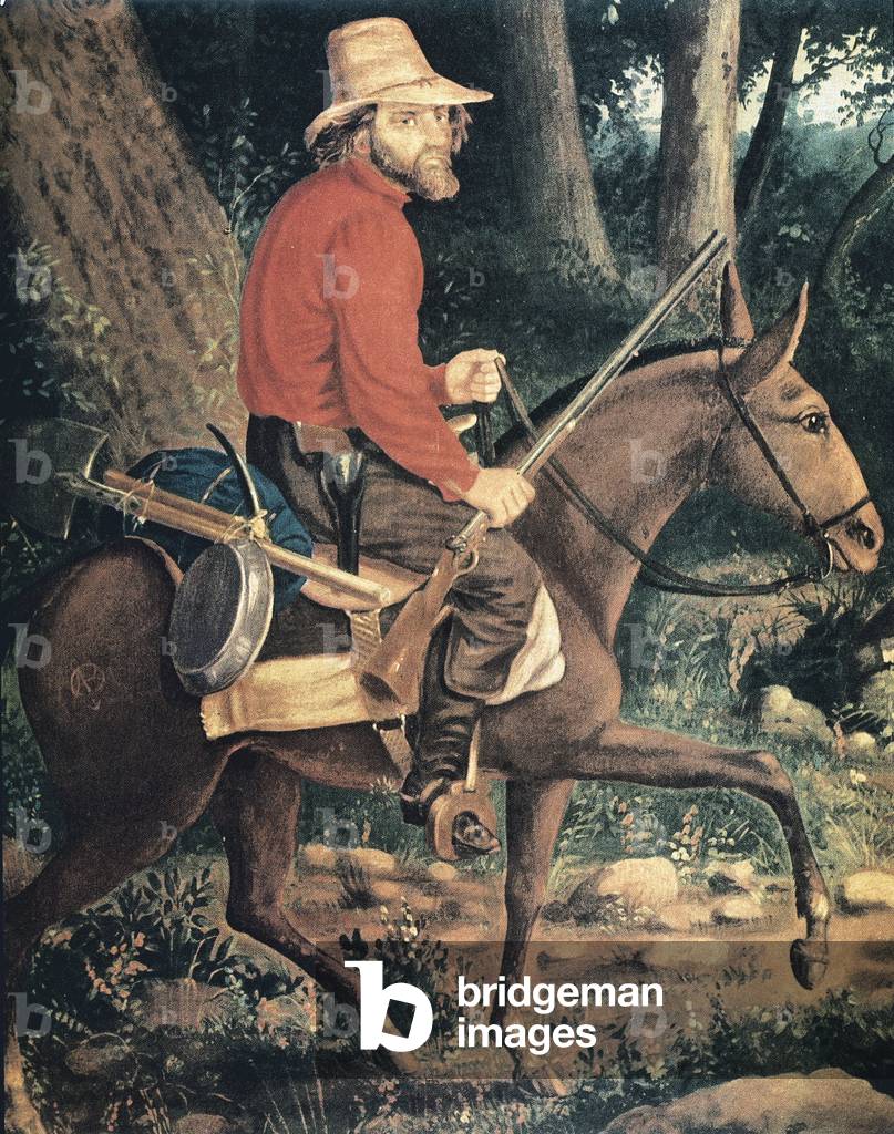 Gold digger on horseback in California, USA (19th century)