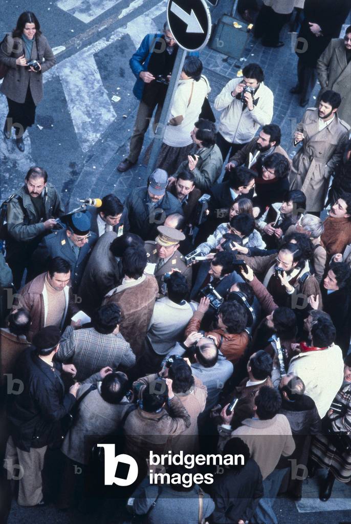 Military coup d'état of 23-F, of 23/02/1981 (Golpe de Estado 23F en Espana of 1981 on 23 February 1981) perpeted in Spain by army officers and known for the assault of the Congress of Deputies by a group of civilian guards, filmed by Spanish television, having taken place at the time of the election of Leopoldo Calvo-Sotelo, member of the Union of the Centre (UCD), the President of the Spanish Government
