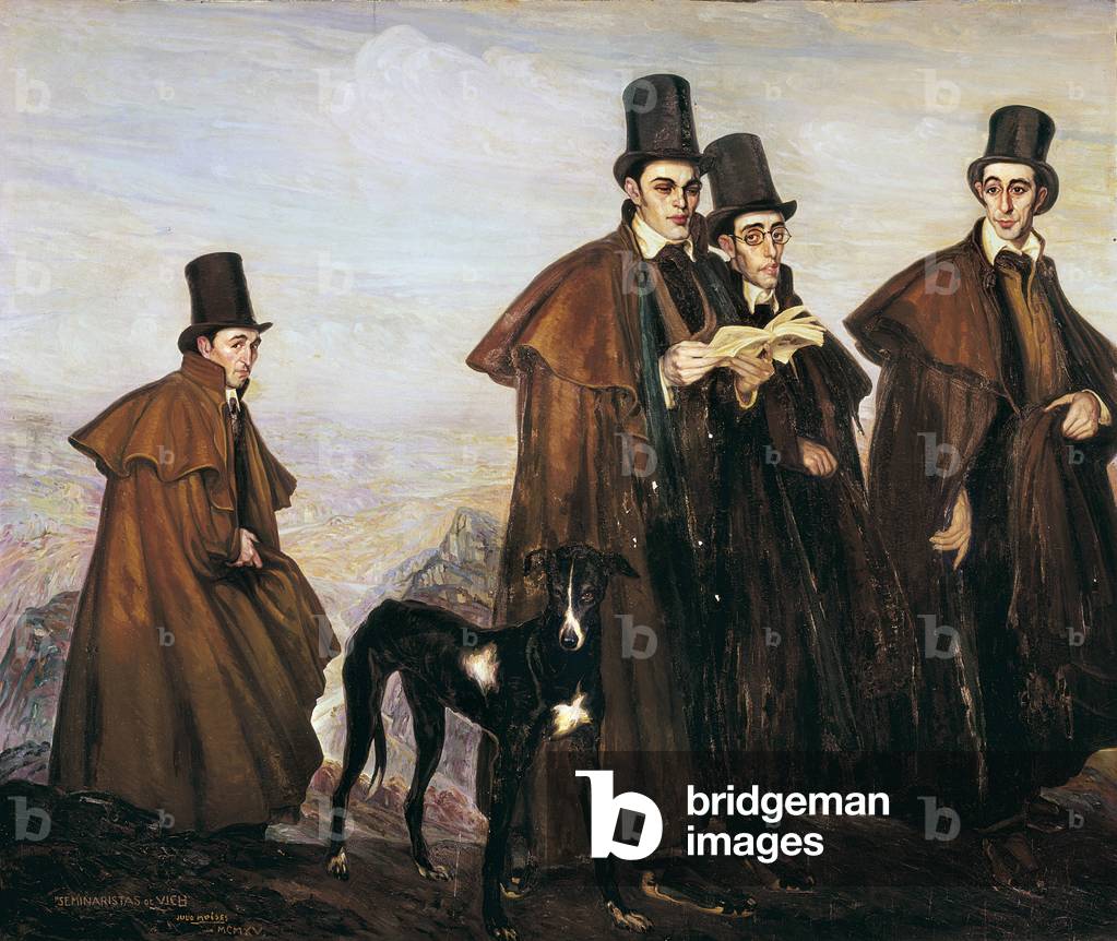 The Seminarists of Vic (or Vich, city of Catalonia in Spain). Painting by Julio Moises FERNANDEZ DE VILLASANTE, (1890-1968), 1915. Oil on canvas. Cadiz, Museo Provincial de Cadiz.