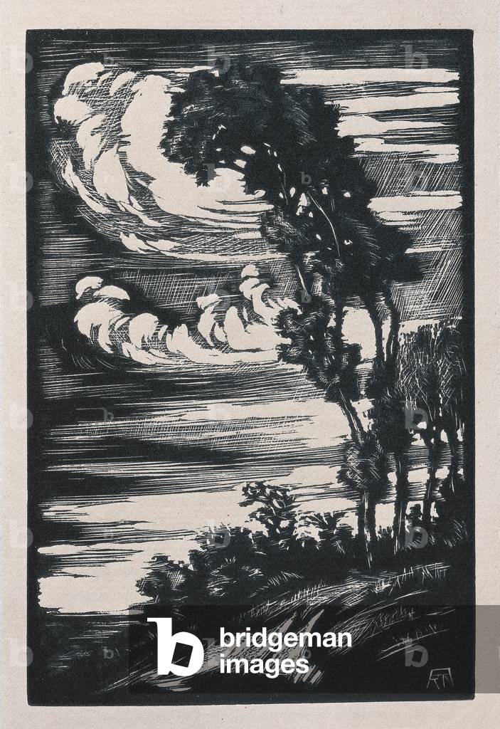 Illustration of the Chants (Canti) of the poet Giacomo Leopardi (1798-1837). Xylography by Ricardi di Nero.