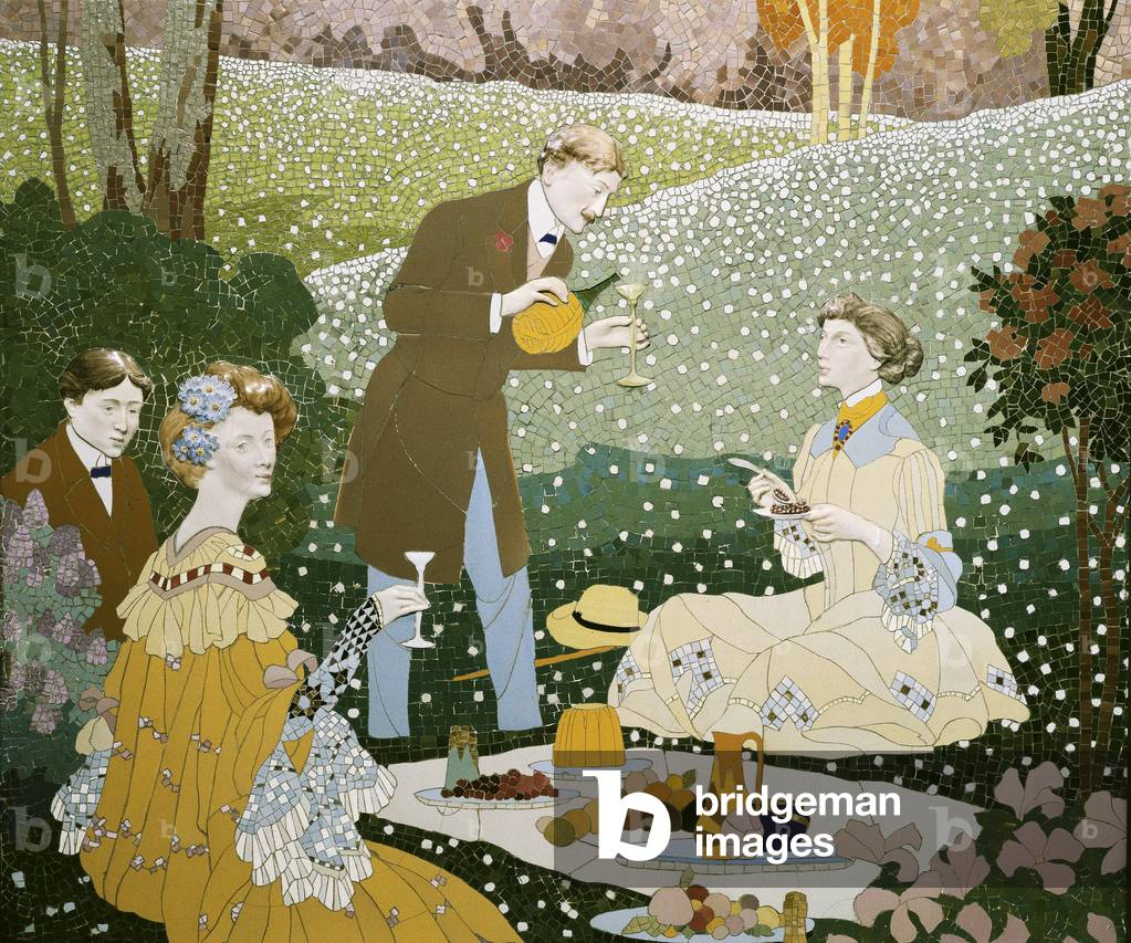 Tasting at the park, detail of a mosaic and ceramic ceiling, 1905-1906 (ceramic and mosaic)