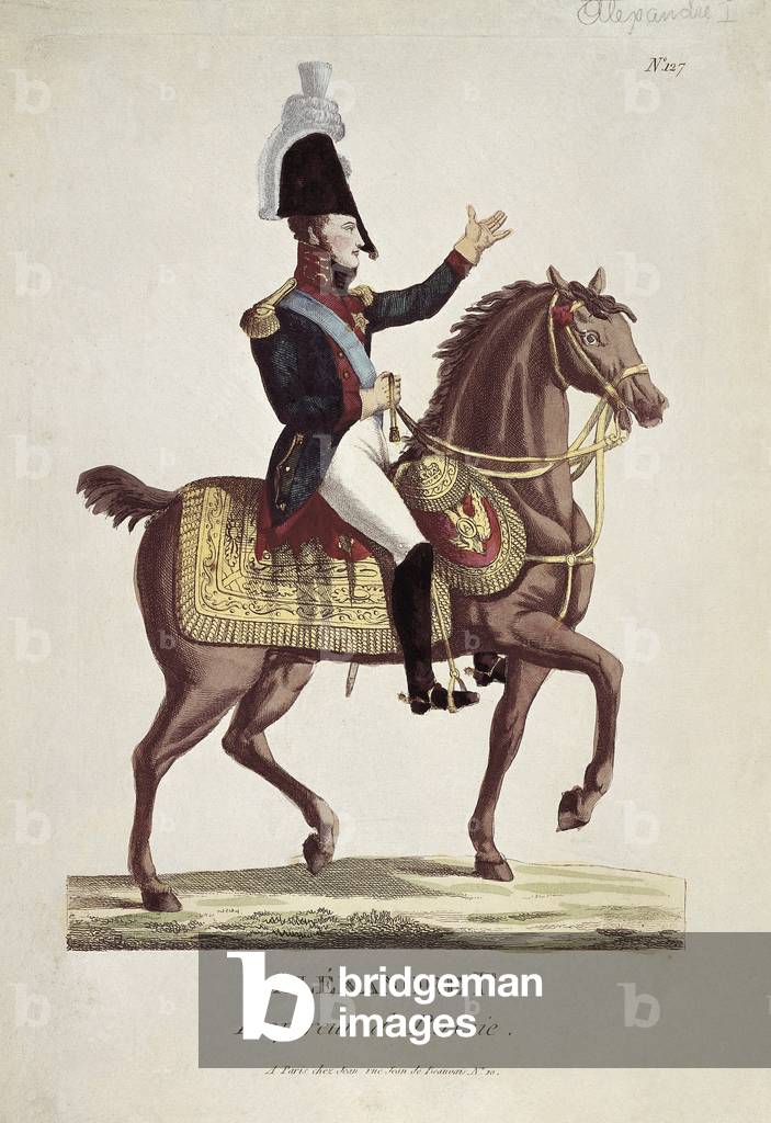 Portrait of Alexandre I (coloured engraving)