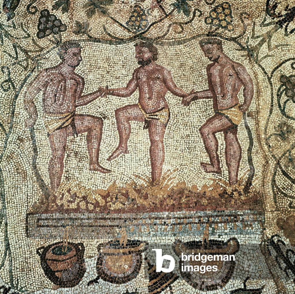 Treading grapes, from the amphitheatre (mosaic)