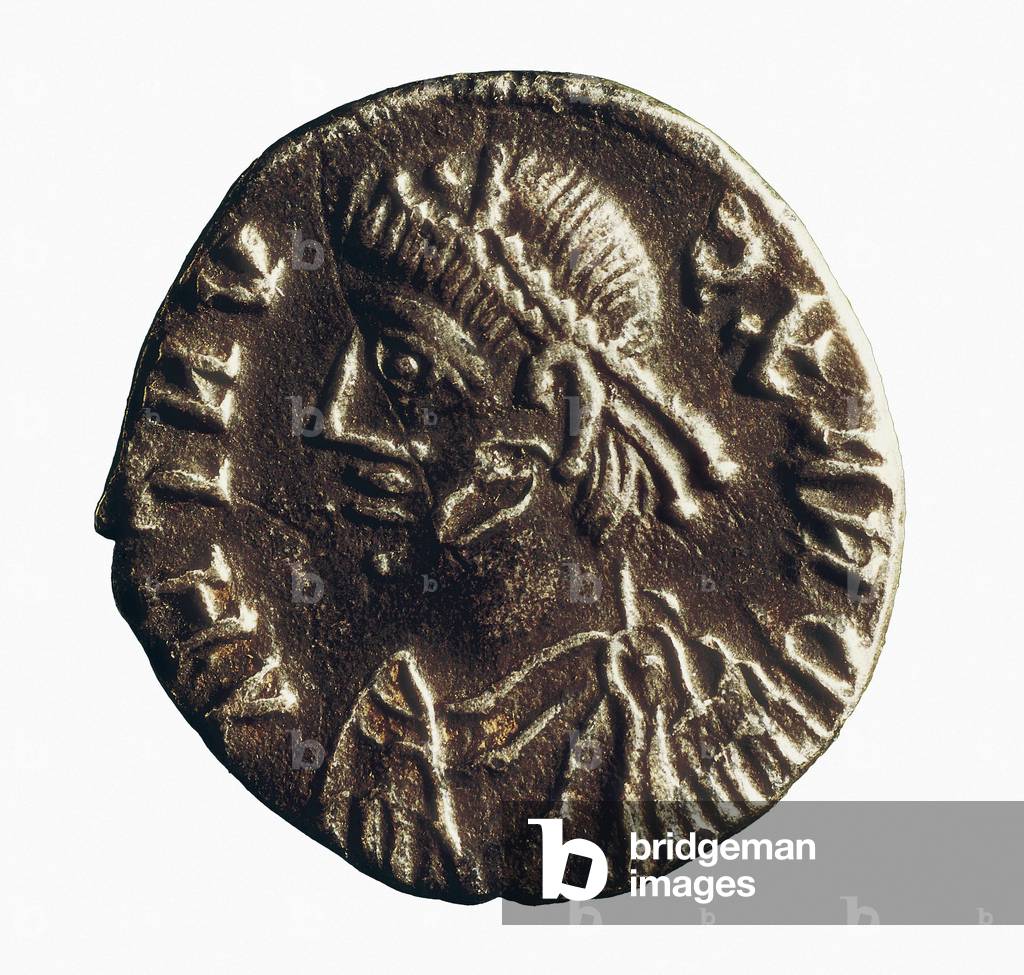 Silver coin with the effigy of Gunthamund, King of the Vandals (484-496)