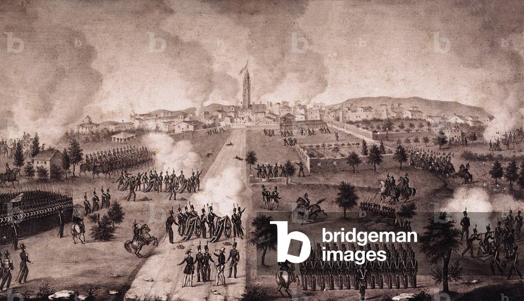Bombardment of the city of Reus by the troops of General Martin Zurbano, 1843 (lithograph)