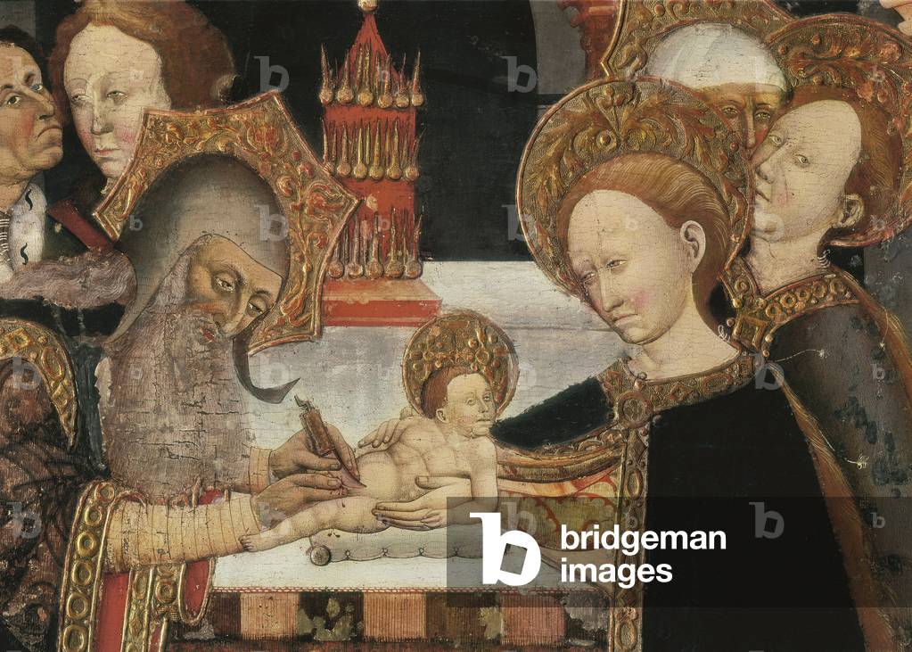 The circumcision of the Lord. Detail of the Altarpiece of virtue of Jaume FERRER II, Catalan school, 15th century. From Verdu. Lleida. Spain. Episcopal Museum of Vicenzia Vic Episcopal Museum.