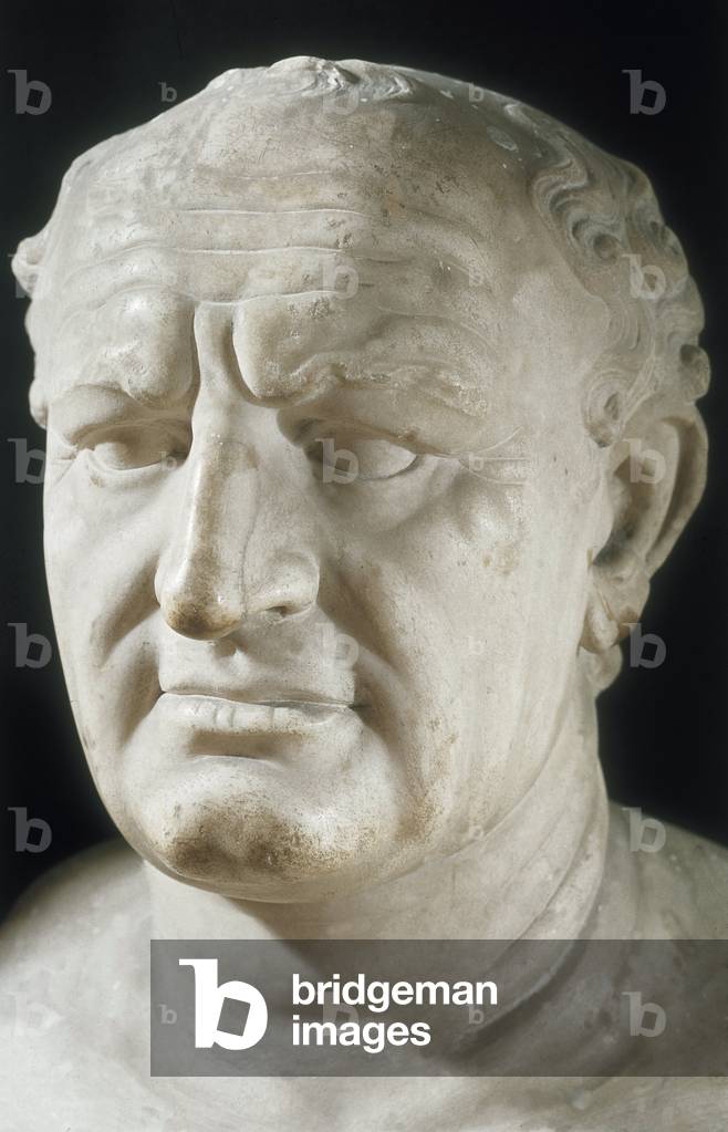 Roman Art: Portrait of Titus Flavius Vespasianus (Vespasian, 9-79), Roman Emperor (marble)