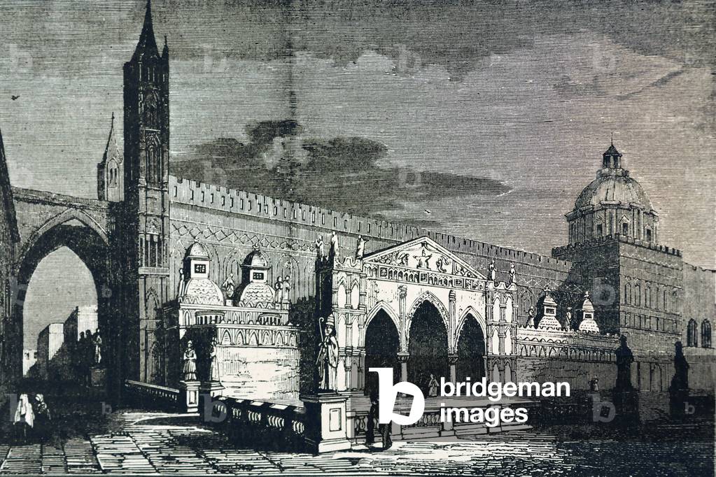 Italy (c19th). Palermo. View of the cathedral. Illustration of 1880. Engraving. Private Collection ©Lorio/Iberfoto/Leemage