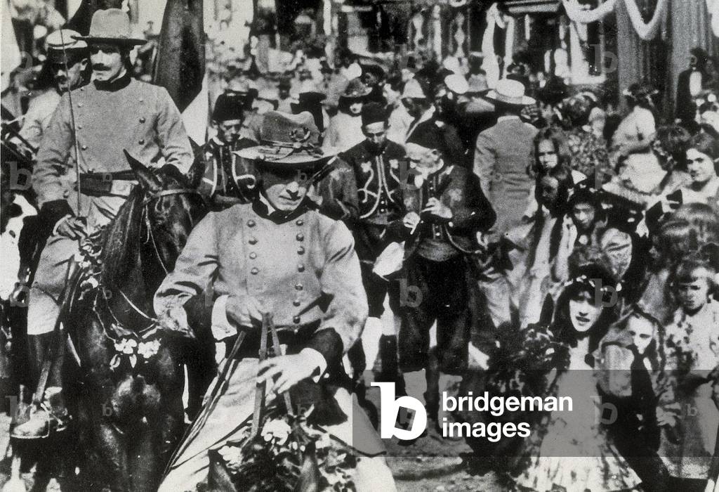 Scene from the film “The Birth of a Nation”, 1915, by David Wark Griffith (1875-1948). The film describes the progress of the secessional war in the United States. The film is an apology of the Ku Klux Klan.