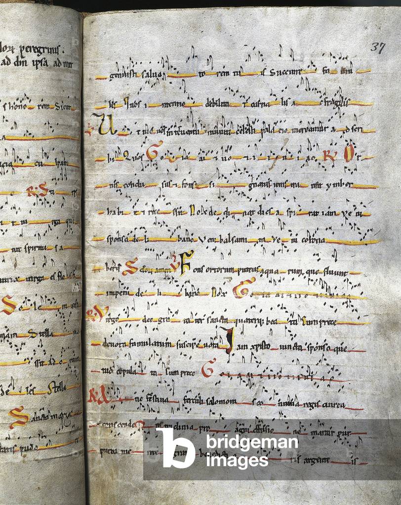 Antiphonary page of the 12th century. Barcelona, Monistrol de Montserrat. Monastery of Montserrat