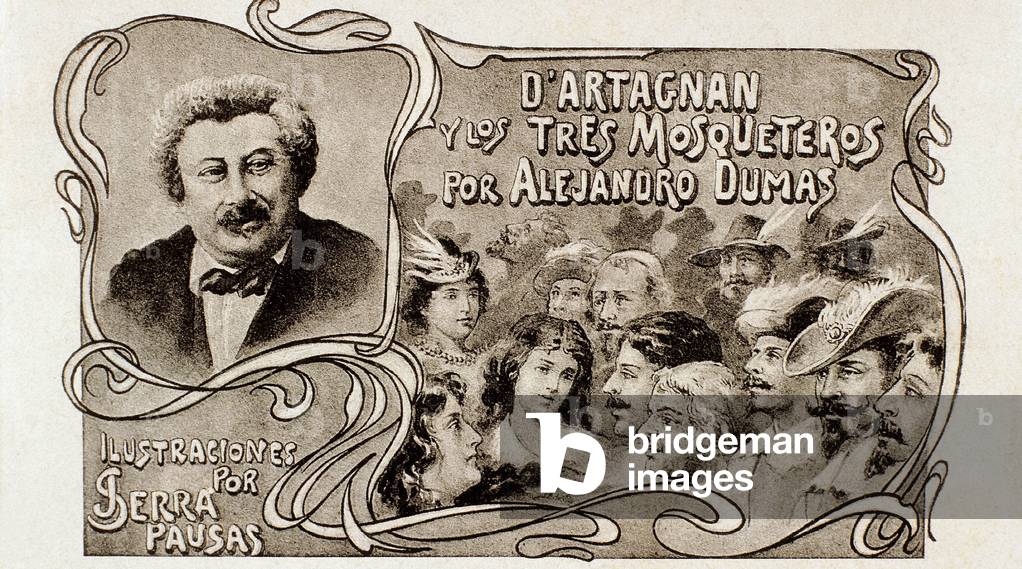 Cover of Alexandre Dumas's novel “D'Artagnan and the three musketeers”, c.1860 (engraving)