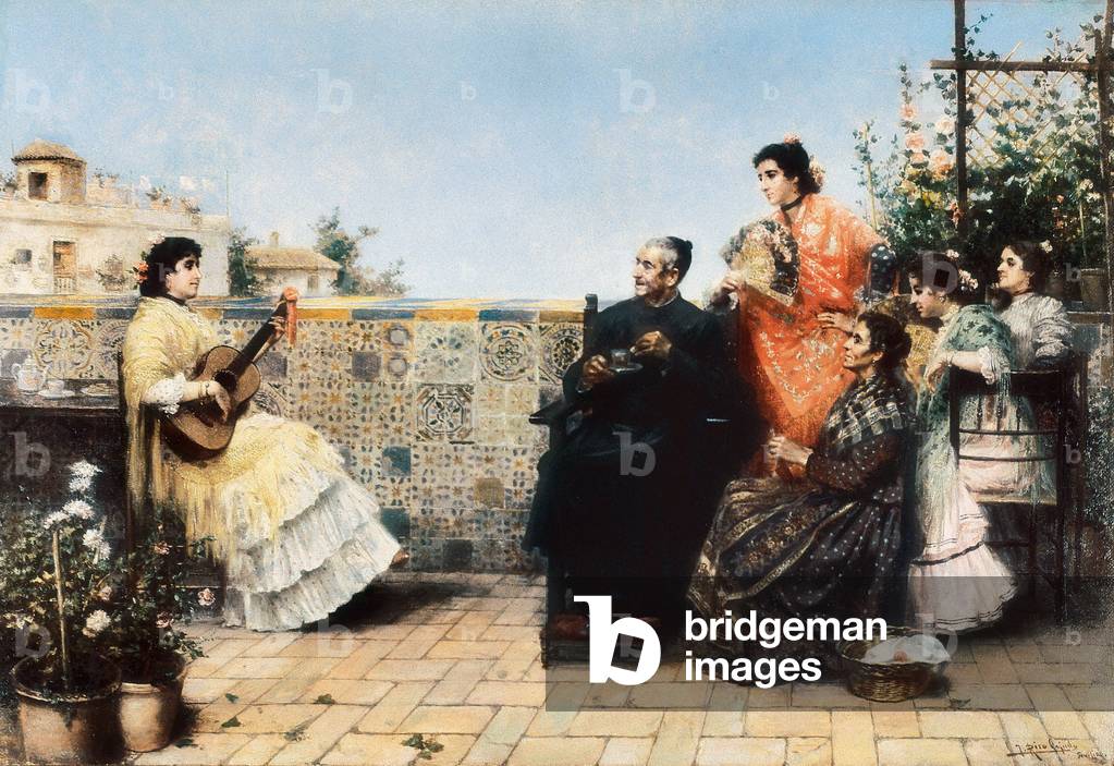 The visit of the cure (Painting, beginning 20th century)