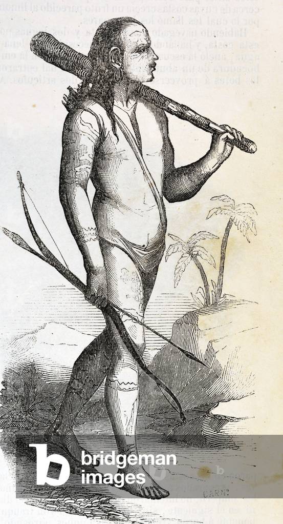 COLUMBUS, ChrIstopher (1451-1506). Sailor at the Catholic Monarchs' service, discoverer of America in 1492. Natural coast of Honduras. Illustration of 1851. Engraving. Private Collection ©Lorio/Iberfoto/Leemage
