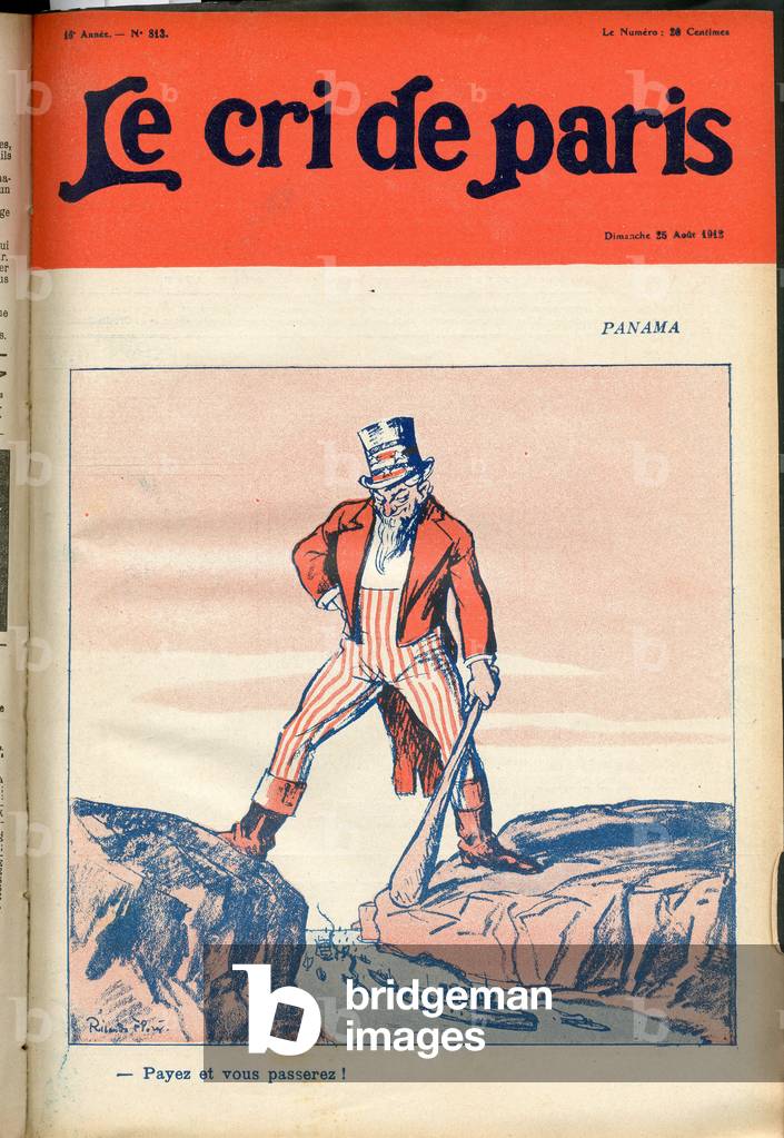 Cover of “” The Cree of Paris””, 1912_8_25 - Illustration by Ricardo Flores (1878-1918): United States of America USA, Maritime Marine Seaside, Economy, Shops, Panama Canal - Uncle Sam