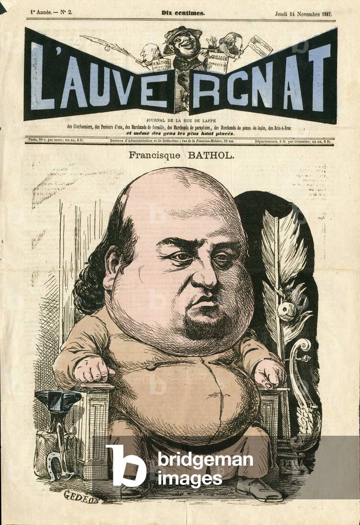 Cover of “” L'Auvergnat””, 1867_11_14 - Illustration by Gedeon (1832-?) : Literature, Auvergne - Bathol Francisque (19th century)